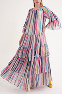 Striped Pleated wide cut maxi dress 94452