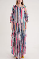 Striped Pleated wide cut maxi dress 94452