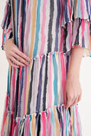 Striped Pleated wide cut maxi dress 94452