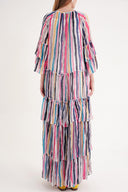 Striped Pleated wide cut maxi dress 94452