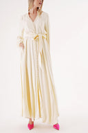 Ecru Shawl collar balloon-sleeved button-up dress 94469