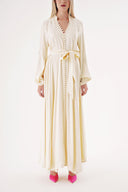 Ecru Shawl collar balloon-sleeved button-up dress 94469