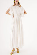 White Lace-up long dress with slit sleeves 94463