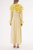 Yellow High collar ruffle-detail shirt dress 94465