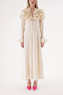 Ecru High collar ruffle-detail shirt dress 94465