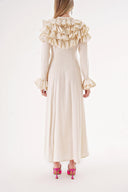 Ecru High collar ruffle-detail shirt dress 94465