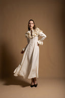 Ecru High collar ruffle-detail shirt dress 94465