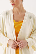 Beige Crystal Stone embroidered long sleeve caftan 94467