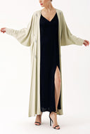 Light Green Crystal Stone embroidered long sleeve caftan 94467