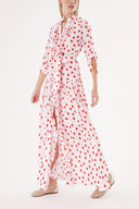 White Red Frilly long shirt dress 94470