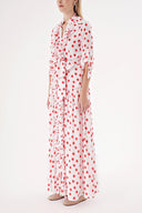 White Red Frilly long shirt dress 94470