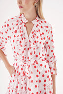 White Red Frilly long shirt dress 94470