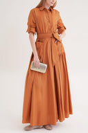Cinnamon Taffeta maxi shirt dress 94498