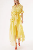 Yellow Taffeta maxi shirt dress 94498