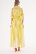 Yellow Taffeta maxi shirt dress 94498