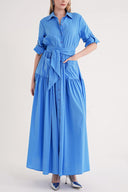 Blue Taffeta maxi shirt dress 94498