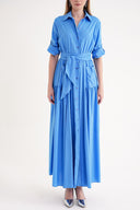 Blue Taffeta maxi shirt dress 94498