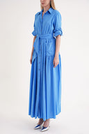 Blue Taffeta maxi shirt dress 94498