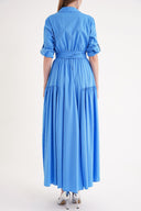 Blue Taffeta maxi shirt dress 94498
