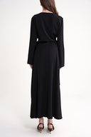 Black Draped neckline, bodycon slit dress 94502