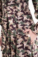 Patterned Balloon sleeve sitting on the waist long shirt dress 94508