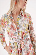 Mixed Colors Lace casual cut long shirt dress 94512