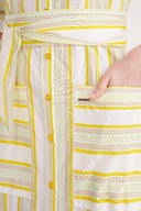 Yellow Gathered long shirt dress 94523