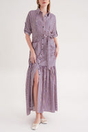 Striped Gathered long shirt dress 94523