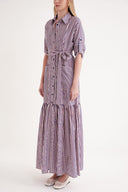 Striped Gathered long shirt dress 94523