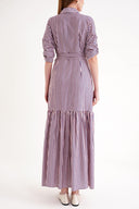 Striped Gathered long shirt dress 94523