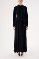 Black Tie-neck long dress 94525