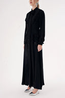 Black Tie-neck long dress 94525