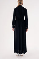 Black Tie-neck long dress 94525