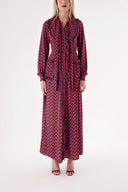 Patterned Tie-neck long dress 94525