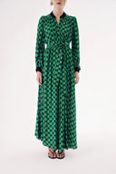 Green Printed wide cut shirt dress 94527