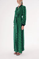 Green Printed wide cut shirt dress 94527