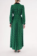 Green Printed wide cut shirt dress 94527