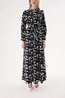 Black Beige Printed wide cut shirt dress 94527