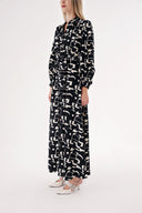 Black Beige Printed wide cut shirt dress 94527