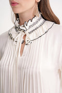 White Loose fit long dress with gipe embroidery detail 94552