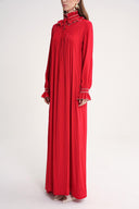 Red Loose fit long dress with gipe embroidery detail 94552