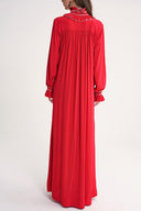 Red Loose fit long dress with gipe embroidery detail 94552