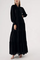 Black Shirt dress with balloon sleeves and gathered belt 94553