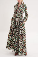 Patterned Gathered long shirt dress 94554