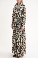 Patterned Gathered long shirt dress 94554