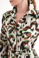 Patterned Gathered long shirt dress 94554