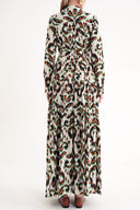 Patterned Gathered long shirt dress 94554