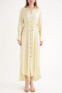 Yellow Belted comfortable long shirt dress 94555