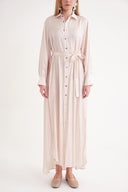 Powder Belted comfortable long shirt dress 94555