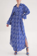 Blue Lace detailed shirt dress 94564